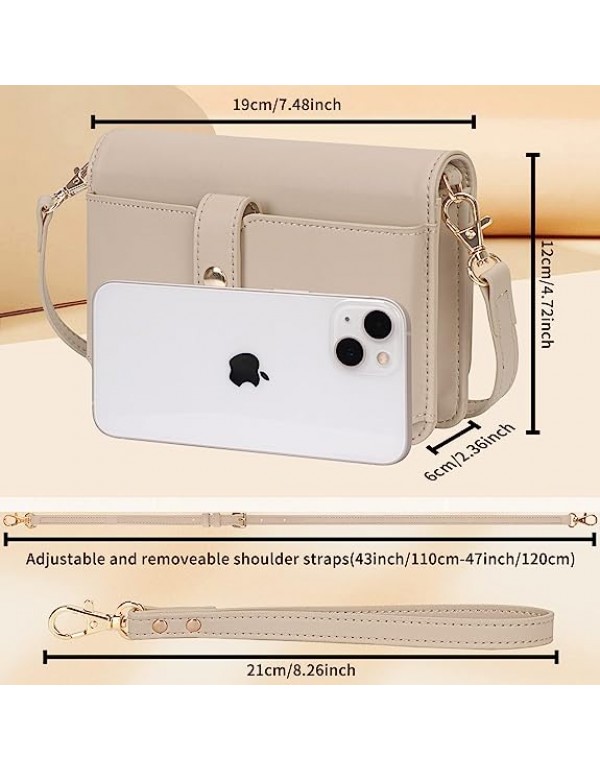 Crossbody Bags for Women, Small Crossbody Cell Phone Purse Wallet Shoulder Bag with Card Holder and 2 Straps Wristlet