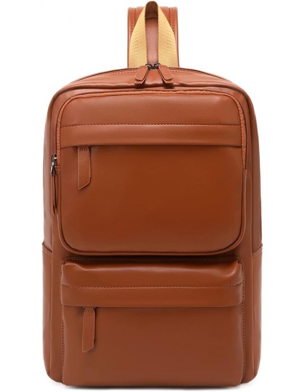 Water-Resistant Brown Sling Bag for Men and Women with Soft Microfiber Leather, Brown