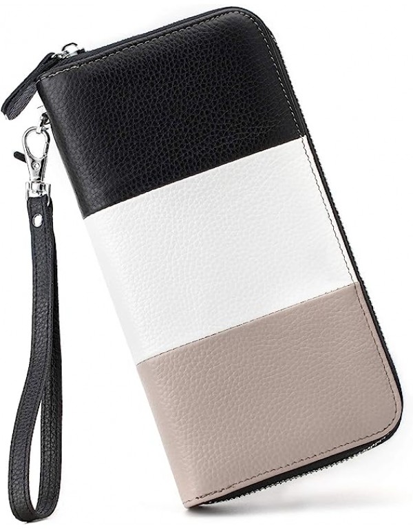 Womens Wallet RFID Blocking Genuine Leather Multi Credit Card Large Capacity Zip Around Clutch Travel Purse Wristlet
