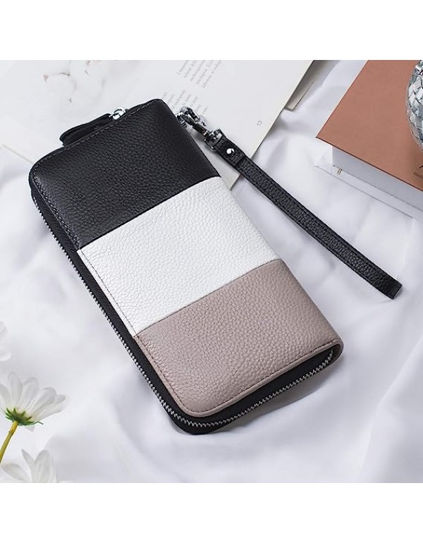 Womens Wallet RFID Blocking Genuine Leather Multi Credit Card Large Capacity Zip Around Clutch Travel Purse Wristlet