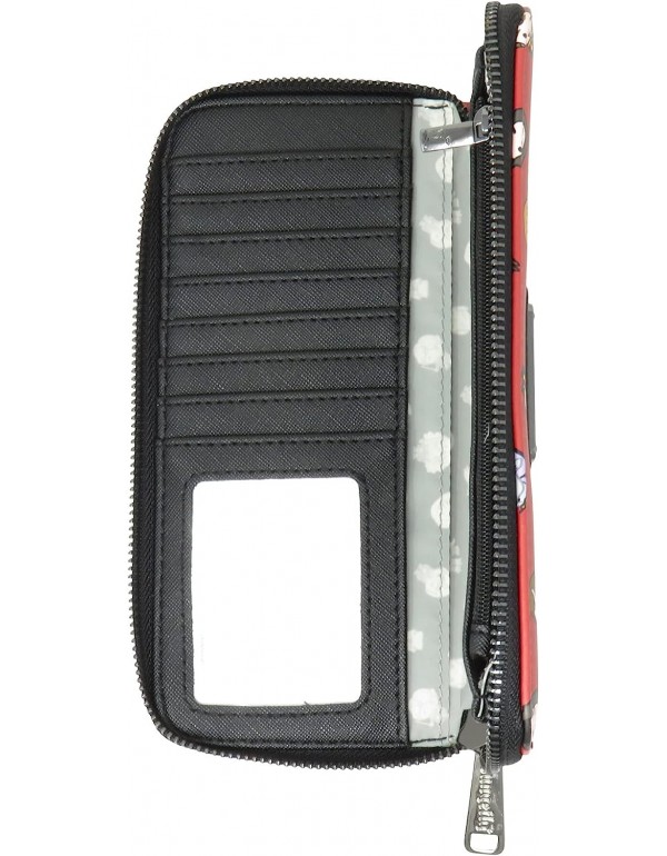 Harry Potter Chibi Characters Maroon Allover Print Zip Around Wallet