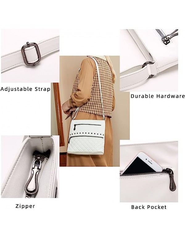 Women's Multi Pocket Crossbody Bags, Leather Shoulder Wallets, Zip Pockets, Pouches, Crossbody Wallets and Totes PU