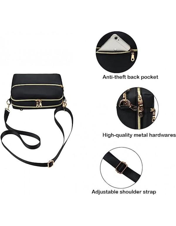 Functional Multi Pocket Crossbody Bag for Women Stylish Ladies Shoulder Messenger Bags Purse