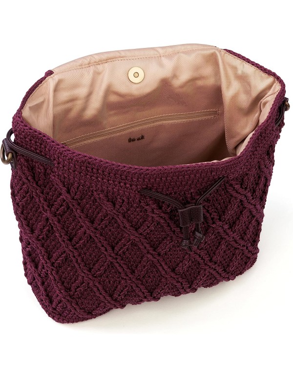 Backpack in Crochet, Adjustable, Removable Straps, Convertible Design, Cabernet