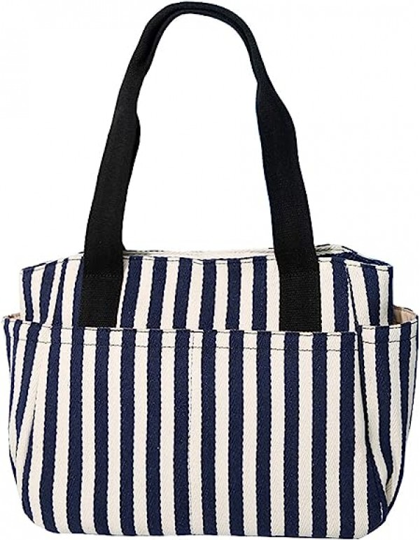 Handbag With Pockets Womens Canvas Daily Shoulder Work Bag with Zipper for Girl Women Gifts