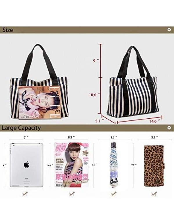 Handbag With Pockets Womens Canvas Daily Shoulder Work Bag with Zipper for Girl Women Gifts