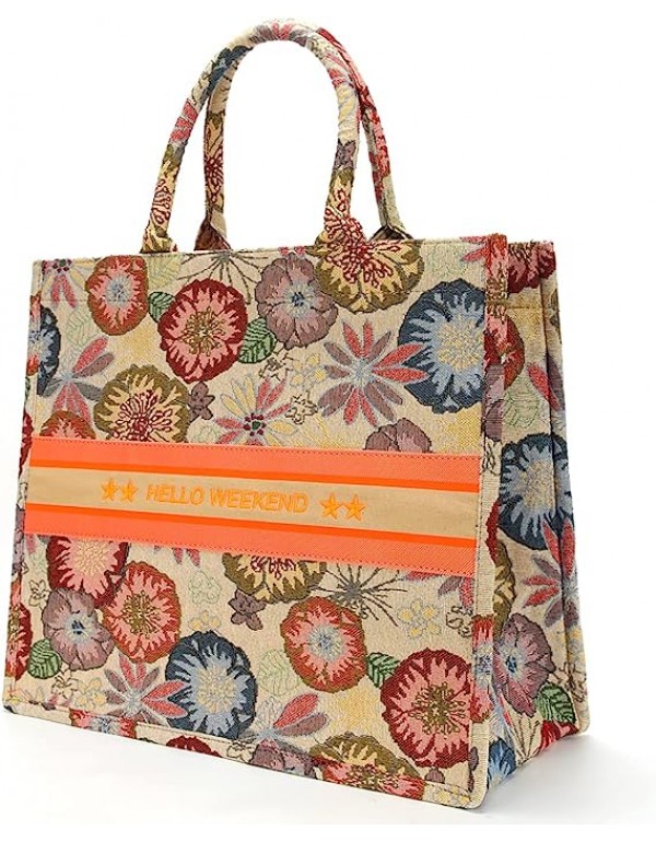 Large Tote Bag for Women, Embroidery Handbags for Women Weekender Handbags